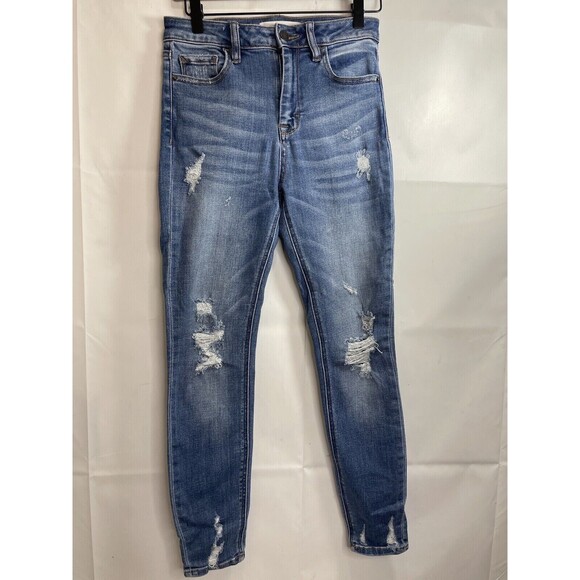 Hidden Women's Size 30 Blue Distressed Medium Wash Stretch Denim Jeans - Picture 1 of 2